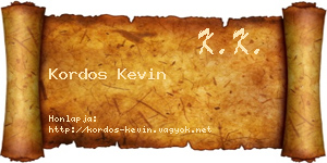 Kordos Kevin névjegykártya