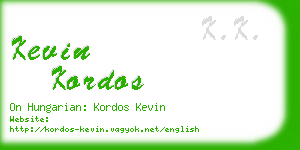 kevin kordos business card